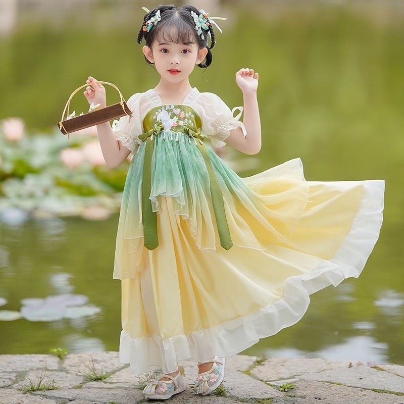 customize embroidery Logo Girl Traditional Chinese Dress School Dress