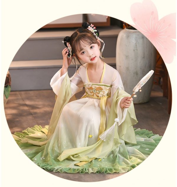 Girls' Hanfu Costume Summer Fairy Children's Ancient New Chinoiserie Dress Chinese Style Dress Kids' Hanfu Traditional Chinese Garments - Image 7