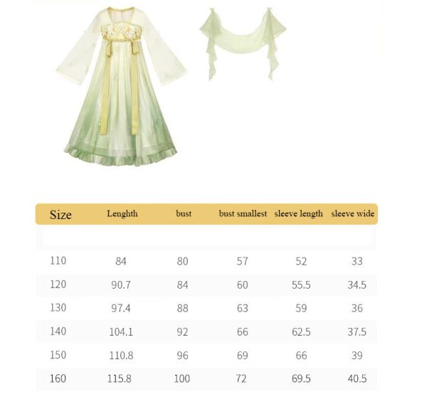 Girls' Hanfu Costume Summer Fairy Children's Ancient New Chinoiserie Dress Chinese Style Dress Kids' Hanfu Traditional Chinese Garments - Image 4