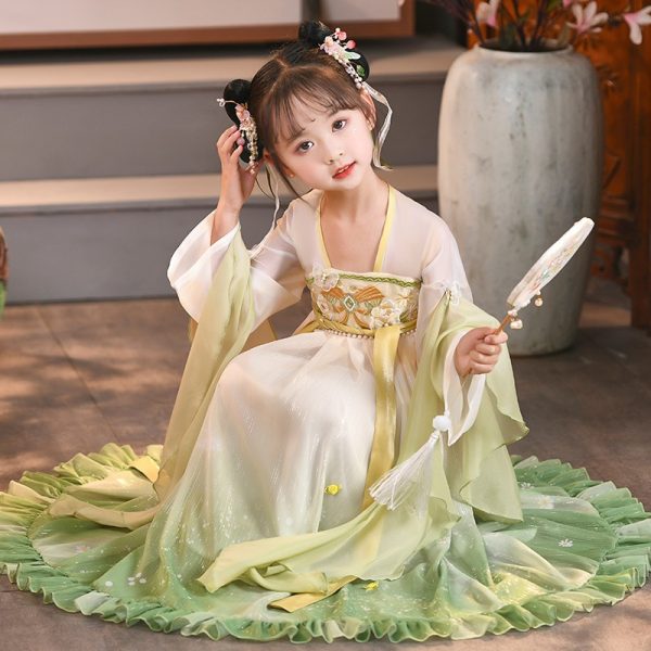 Girls' Hanfu Costume Summer Fairy Children's Ancient New Chinoiserie Dress Chinese Style Dress Kids' Hanfu Traditional Chinese Garments - Image 5