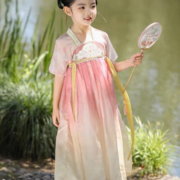 Kids' Hanfu from China A Traditional Design Small Dress Retro Embroidered Flowing Long Dress Spring - Image 4