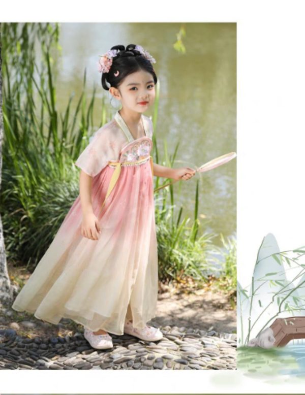Kids' Hanfu from China A Traditional Design Small Dress Retro Embroidered Flowing Long Dress Spring - Image 7