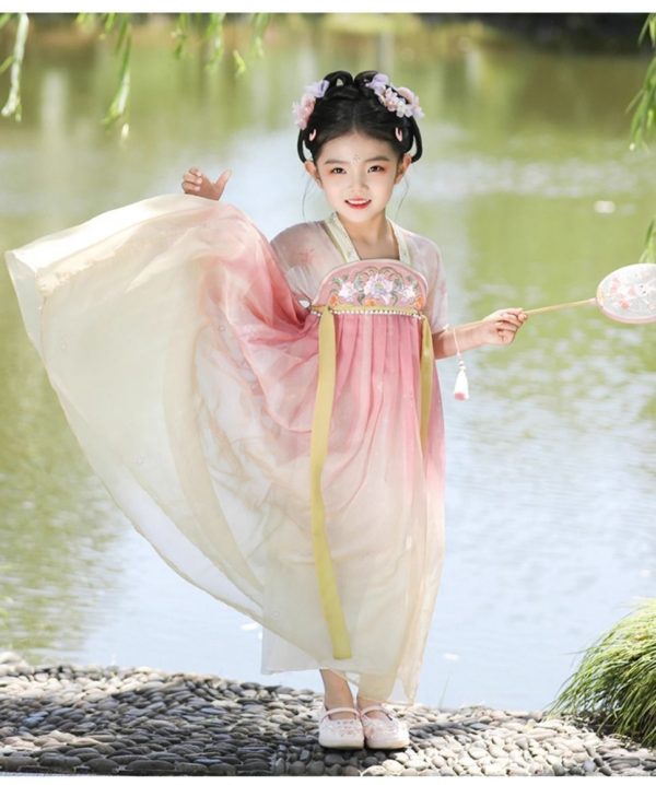 Kids' Hanfu from China A Traditional Design Small Dress Retro Embroidered Flowing Long Dress Spring - Image 5