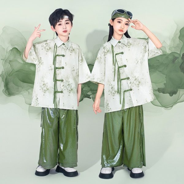 Boy and Girl Hip Hop Design Hanfu for Children Pigeon Pair Kids' Hanfu Customize Logo or Print Personal Name - Image 2