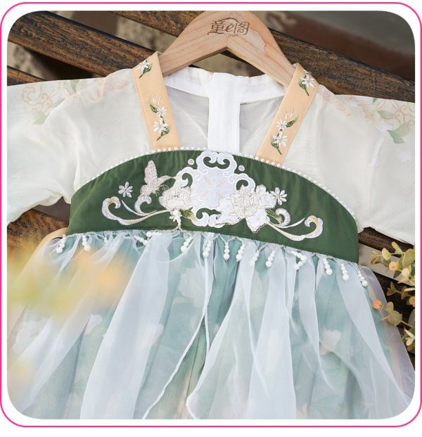 Fhattire Kids' Hanfu Girl's Pink Hanfu Chinese-style Small Dress Retro Embroidered Flowing Long Dress Spring - Image 7