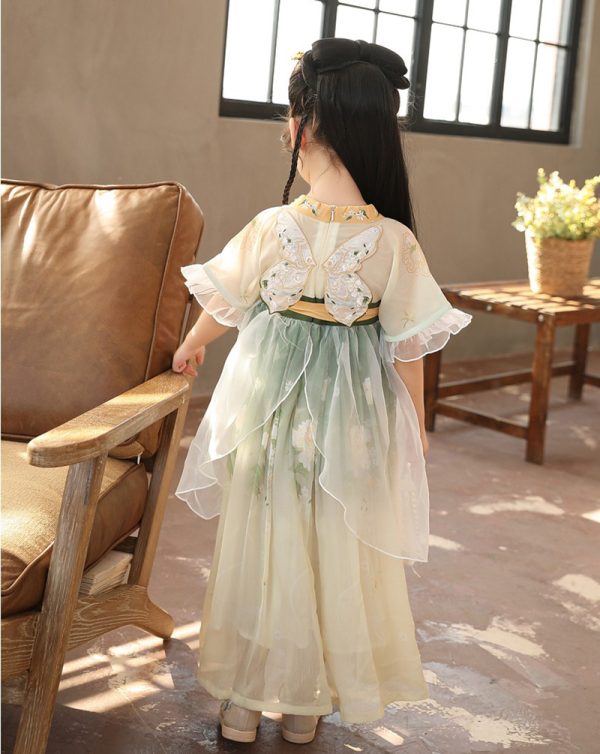 Fhattire Kids' Hanfu Girl's Pink Hanfu Chinese-style Small Dress Retro Embroidered Flowing Long Dress Spring - Image 3