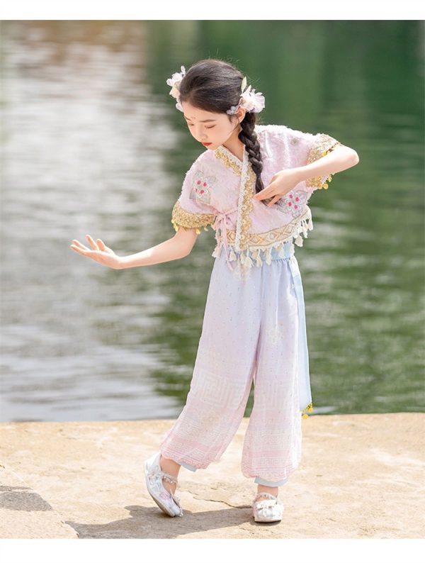 Print Name for the Dai Nationality Sets Vintage Hanfu Dress  Princess Dress Kids Modern Hanfu - Image 7