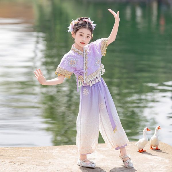 Print Name for the Dai Nationality Sets Vintage Hanfu Dress  Princess Dress Kids Modern Hanfu - Image 3