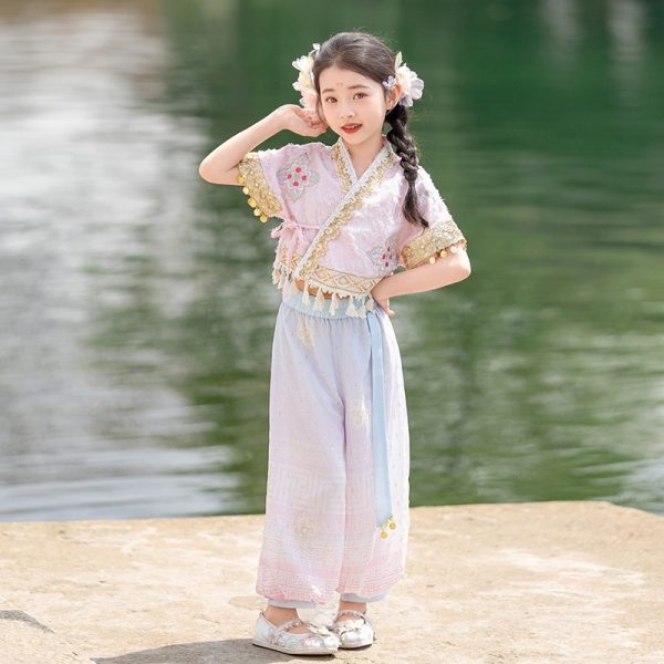 Print Name for the Dai Nationality Sets Vintage Hanfu Dress  Princess Dress Kids Modern Hanfu - Image 4