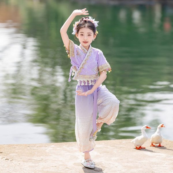 Print Name for the Dai Nationality Sets Vintage Hanfu Dress  Princess Dress Kids Modern Hanfu - Image 6