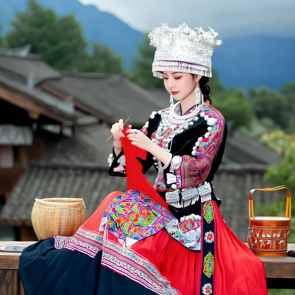 The Miao Nationality Clothing Printing Personalize Name or Logo